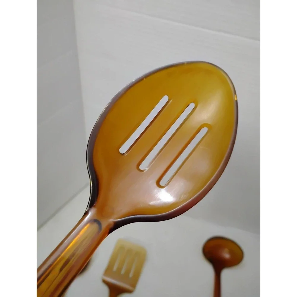 Lot of 4 Vintage Ultratemp Translucent Amber Cooking Utensils Robinson Knife Co